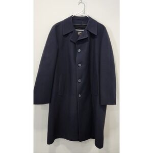 Vintage Navy Blue London Fog Sz42 Overcoat With Zip Out Insulated Liner, 42 Long